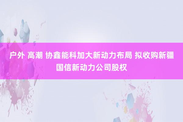 户外 高潮 协鑫能科加大新动力布局 拟收购新疆国信新动力公司股权