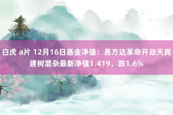 白虎 a片 12月16日基金净值：易方达革命开动天真建树混杂最新净值1.419，跌1.6%