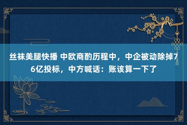 丝袜美腿快播 中欧商酌历程中，中企被动除掉76亿投标，中方喊话：账该算一下了