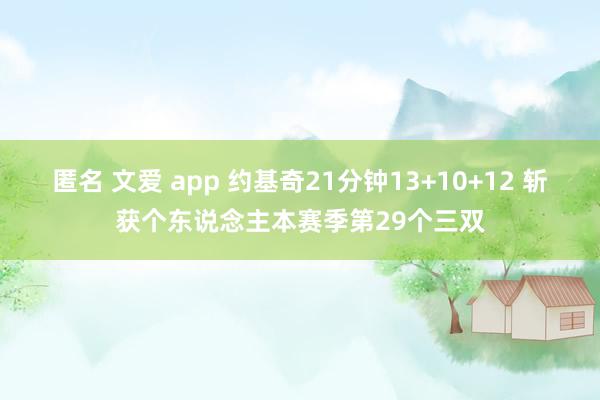 匿名 文爱 app 约基奇21分钟13+10+12 斩获个东说念主本赛季第29个三双