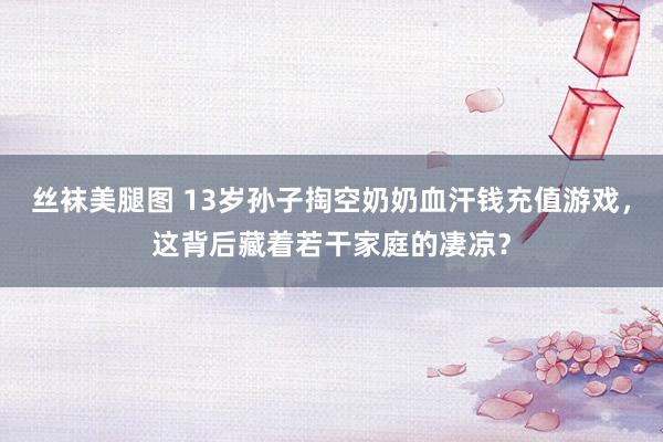 丝袜美腿图 13岁孙子掏空奶奶血汗钱充值游戏，这背后藏着若干家庭的凄凉？